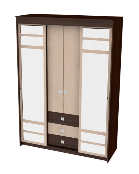 Шкаф-Купе Комби Венге/Дуб (Ш-1600 х Г-600 х В-2270 мм)