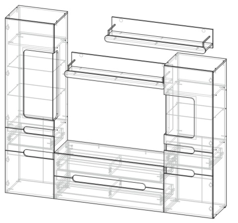 Гостиная Палермо Ясень Шимо Светлый/Белый Глянец (Ш-2272 мм x В-1910 мм x Г-413 мм)