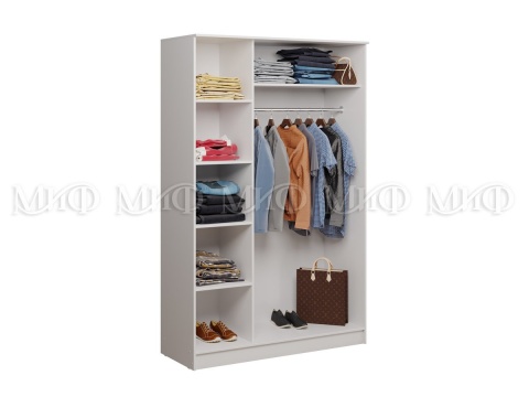 Шкаф 3-х Створчатый Афродита-1 МДФ Белый/Белый Глянец Ш-1350хВ-2116хГ-540 мм