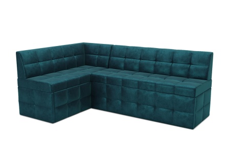 Кухонный угловой диван дельфин Атлантис вельвет сине-зеленый